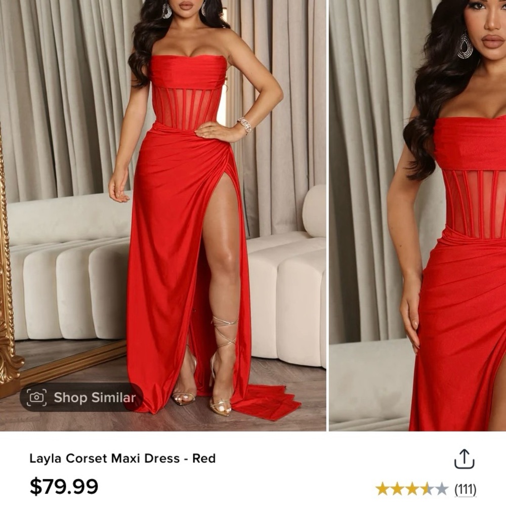 | Red Dress Strapless Gown